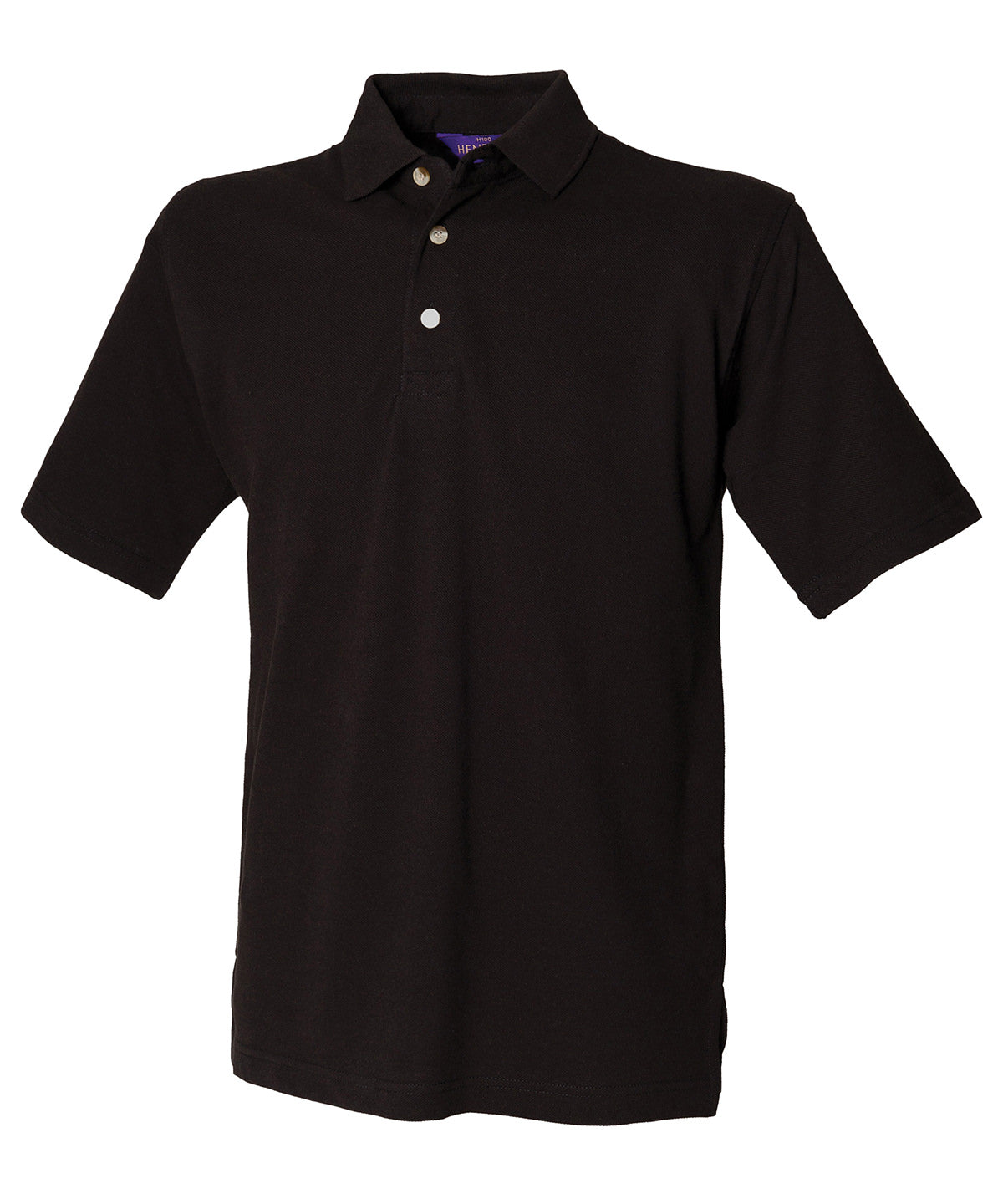 Black - Classic cotton piqué polo with stand-up collar