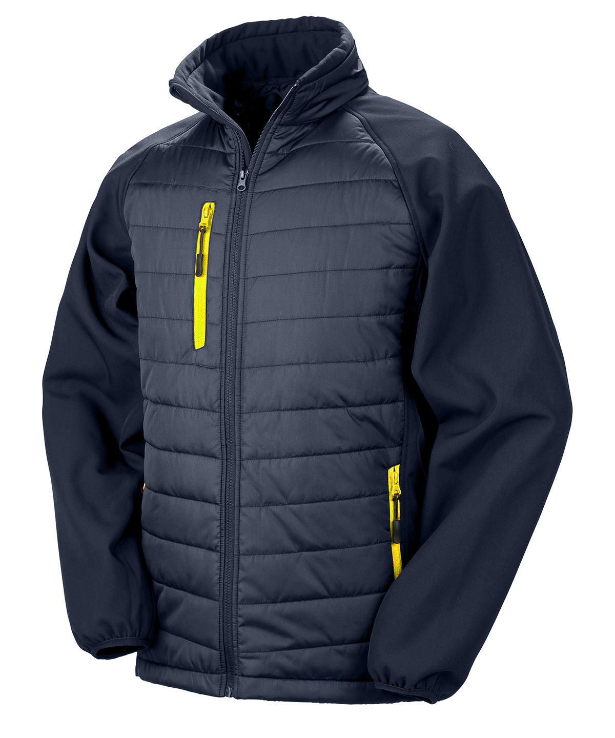 Navy/Yellow - Compass padded softshell jacket