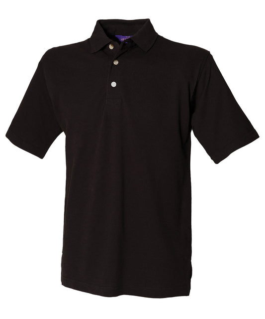 Black - Classic cotton piqué polo with stand-up collar