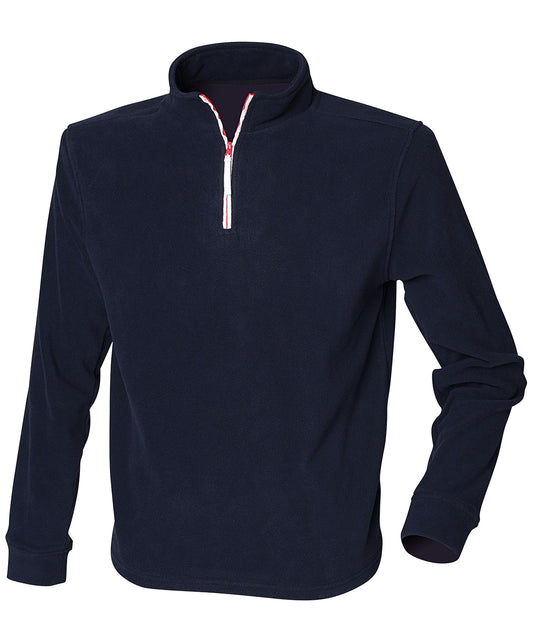 Navy/Whire/Red - ¼ zip long sleeve fleece piped