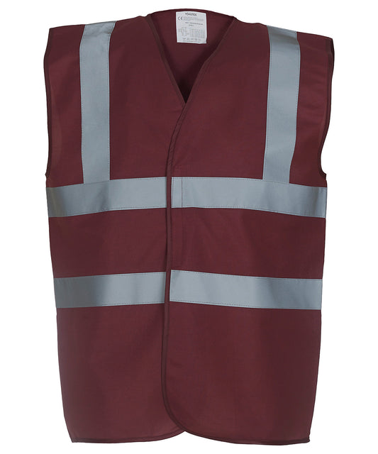 Maroon - Hi-vis 2-band-and-braces waistcoat (HVW100)