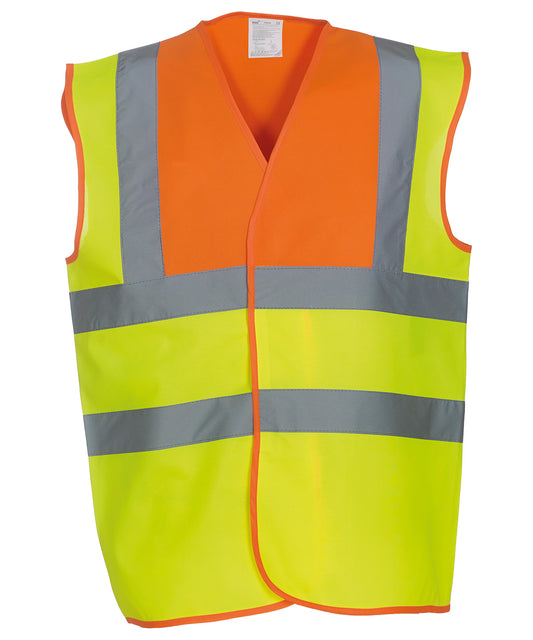 Orange Yoke/Yellow - Hi-vis 2-band-and-braces waistcoat (HVW100)