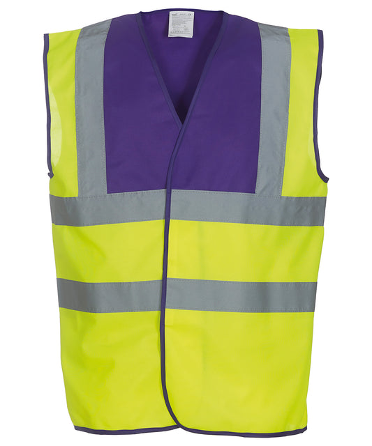 Purple Yoke/Yellow - Hi-vis 2-band-and-braces waistcoat (HVW100)