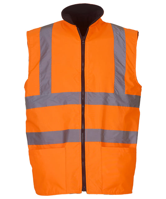 Orange - Hi-vis reversible fleece bodywarmer (HV008F)