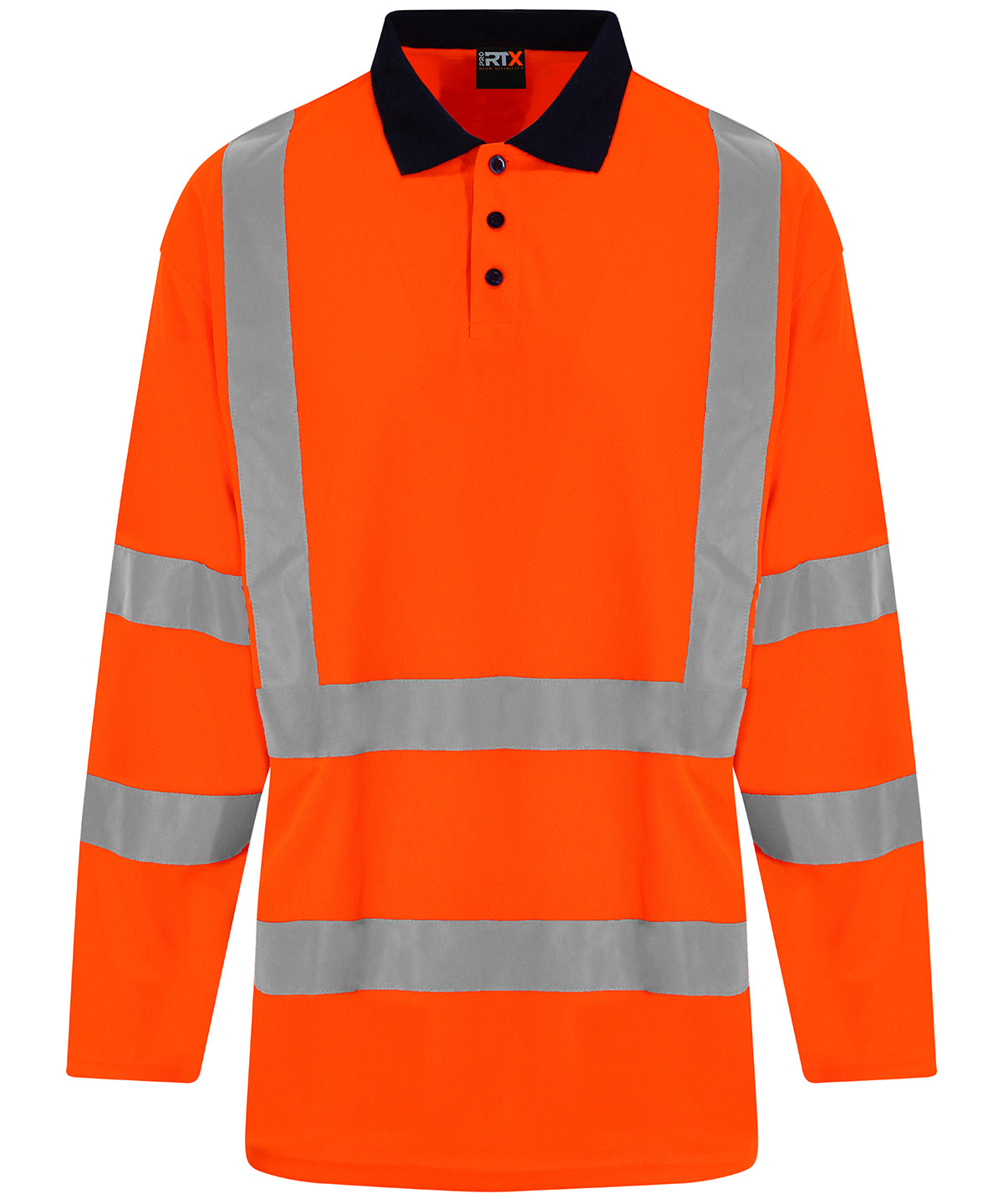 Orange/Navy - High visibility long sleeve polo