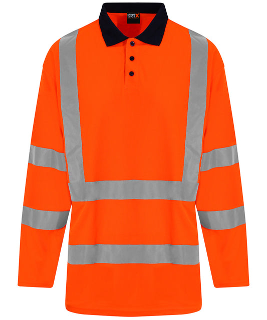 Orange/Navy - High visibility long sleeve polo