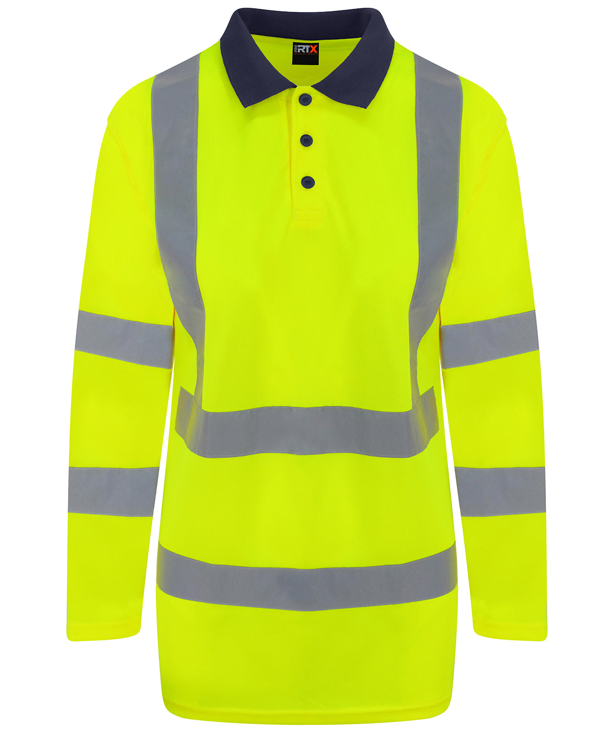 Yellow/Navy - High visibility long sleeve polo