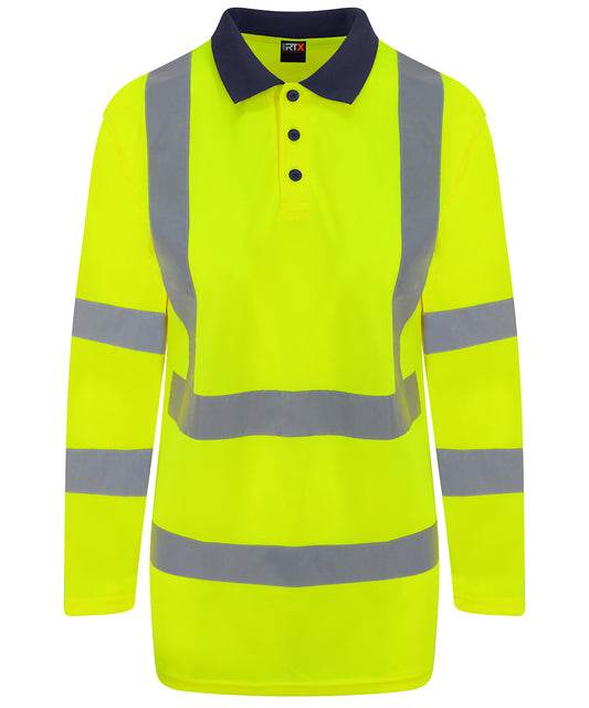 Yellow/Navy - High visibility long sleeve polo