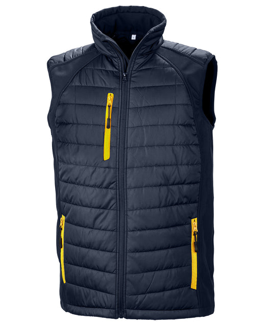 Navy/Yellow - compass padded softshell gilet