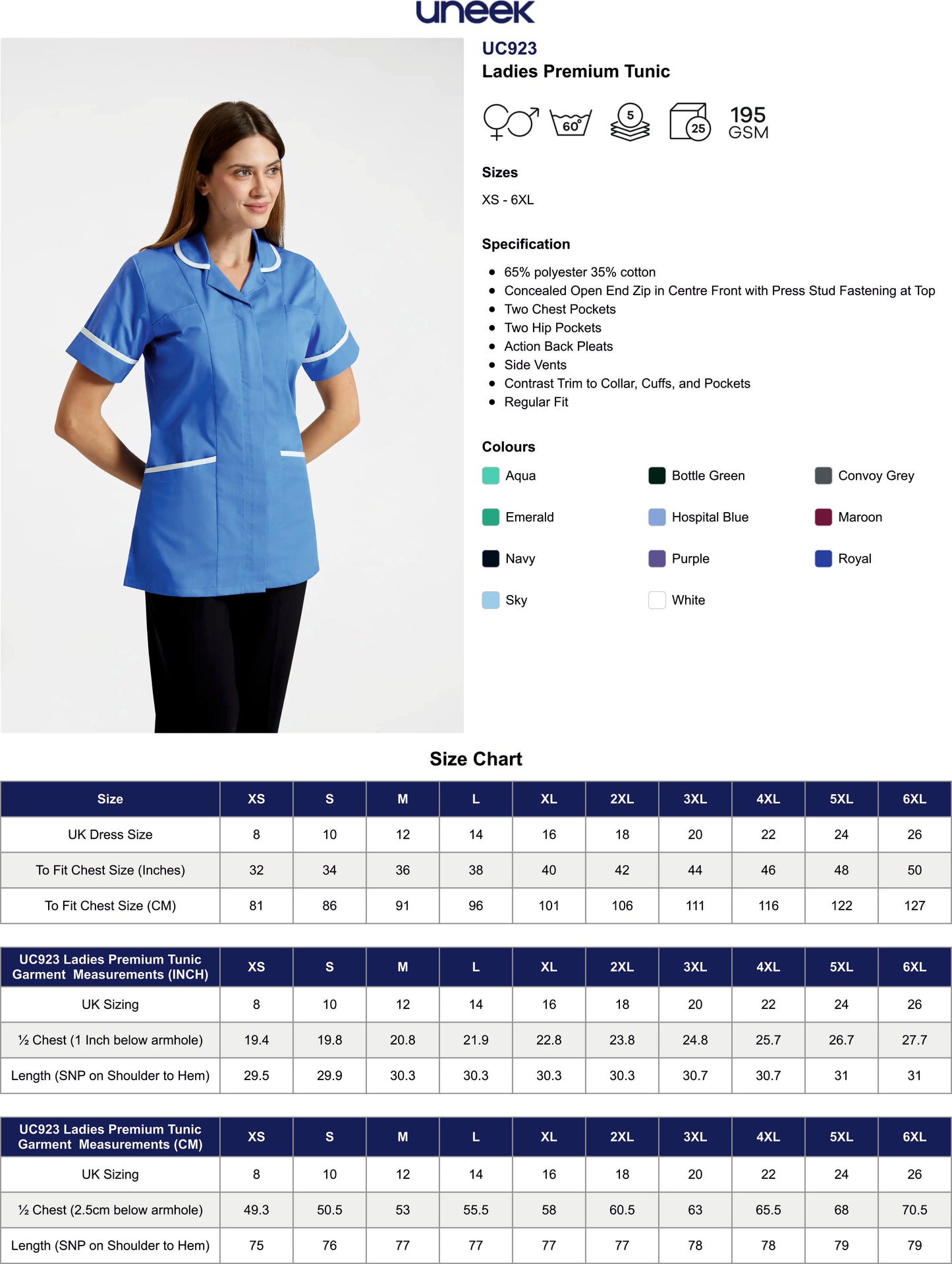 Uneek Ladies Heavyweight Tunic