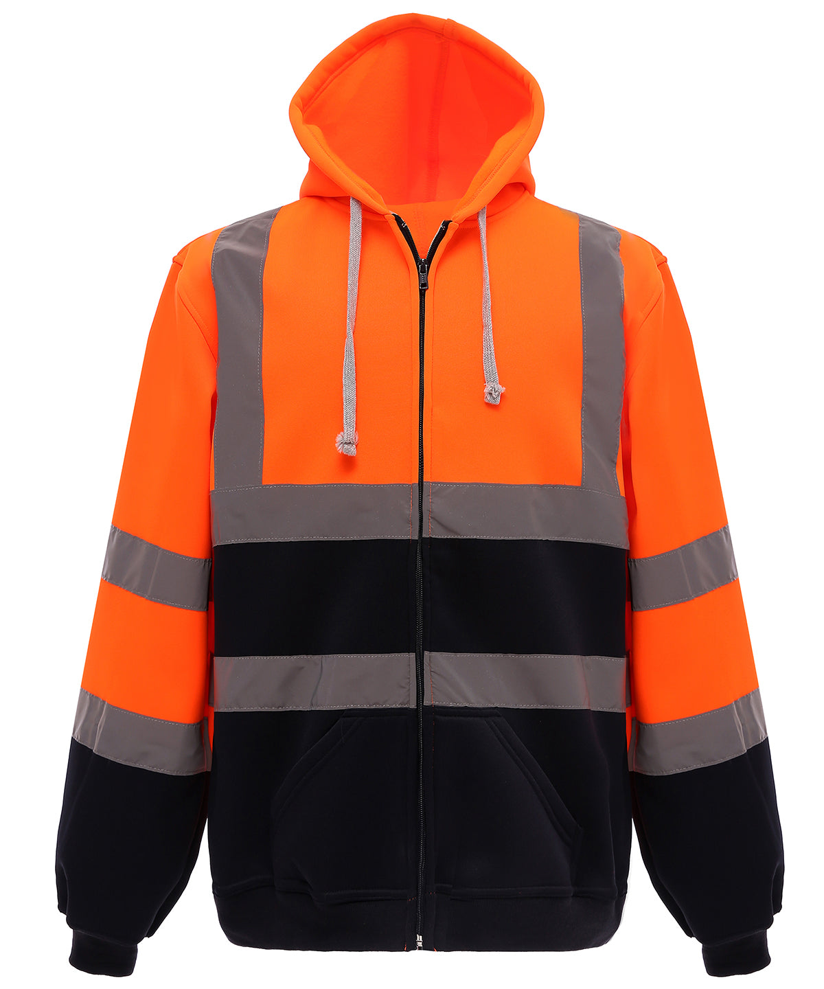 Orange/Navy - Hi-vis zip hoodie (HVK07)