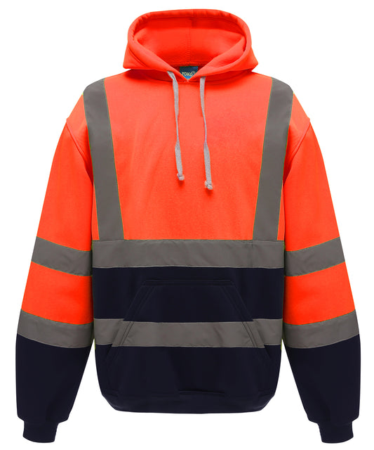 Orange/Navy - Hi-vis pull-over hoodie (HVK05)