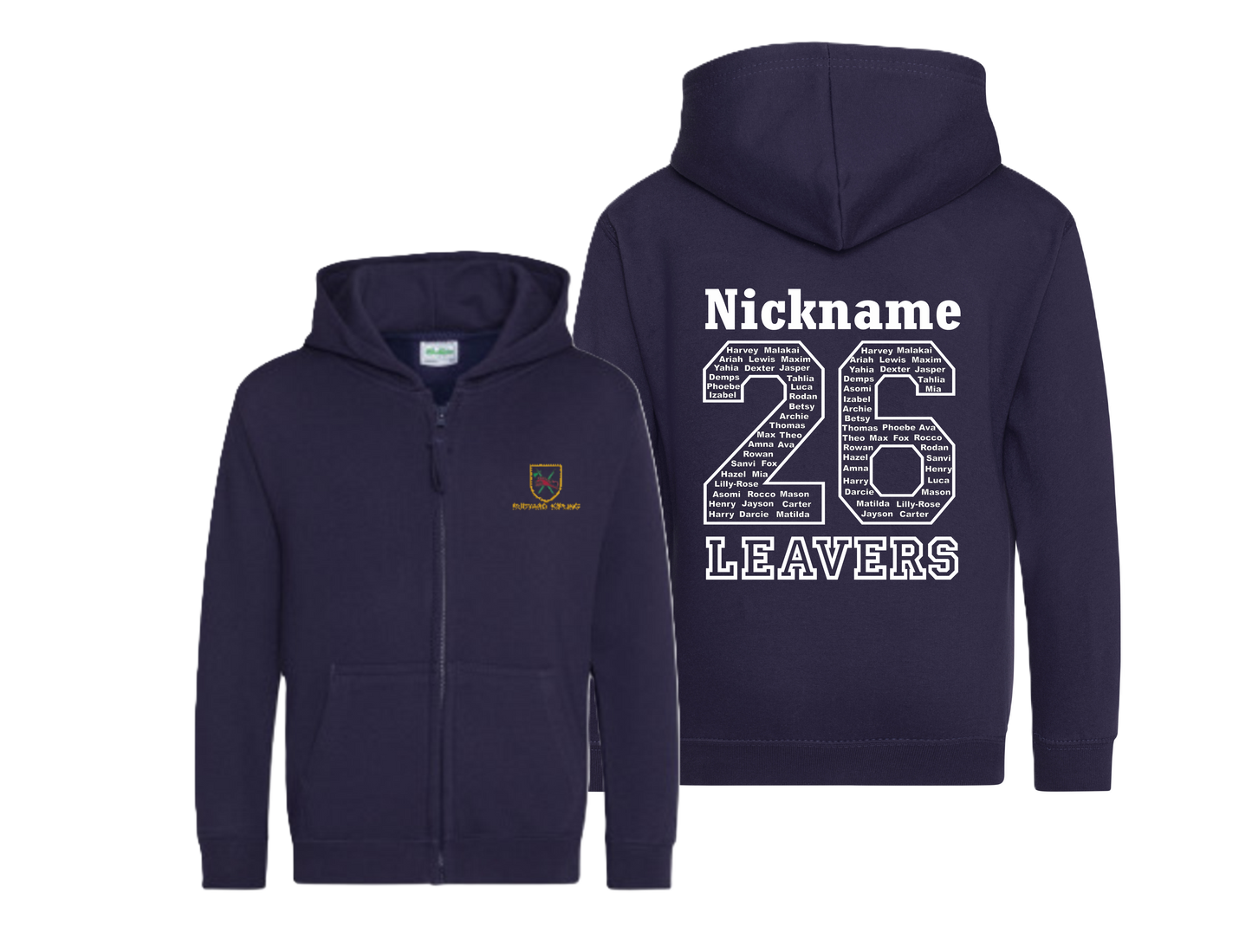 Adult Size Rudyard Kipling Zip Up Leavers Hoody 2026